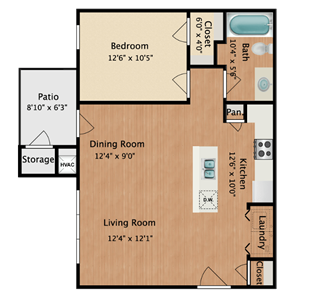 One Bedroom / One Bath - 724 Sq.Ft.*
